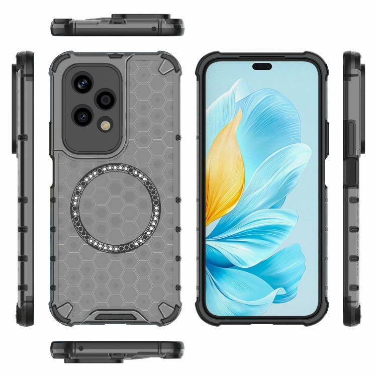 For Honor 200 Lite Global Honeycomb Magnetic Ring Shockproof Phone Case