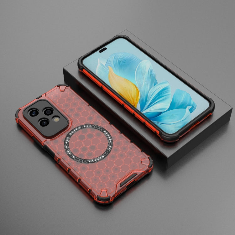 For Honor 200 Lite Global Honeycomb Magnetic Ring Shockproof Phone Case