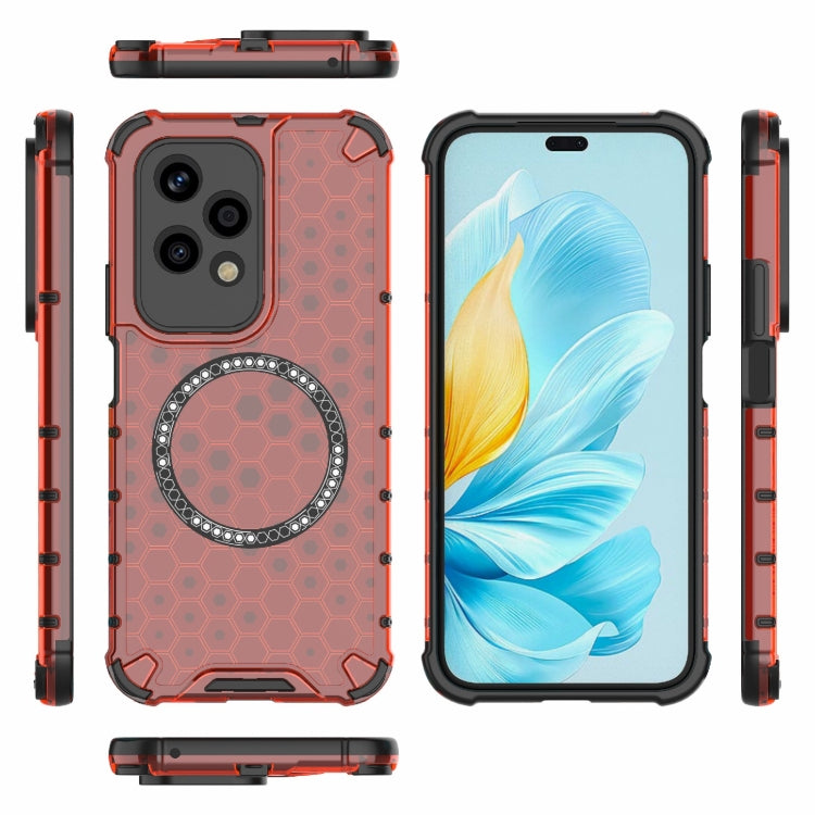 For Honor 200 Lite Global Honeycomb Magnetic Ring Shockproof Phone Case