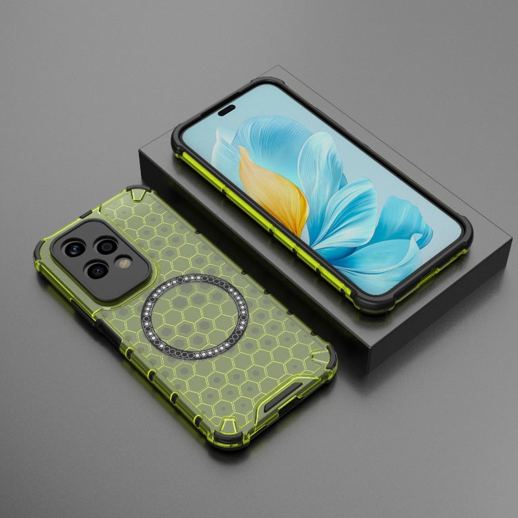 For Honor 200 Lite Global Honeycomb Magnetic Ring Shockproof Phone Case