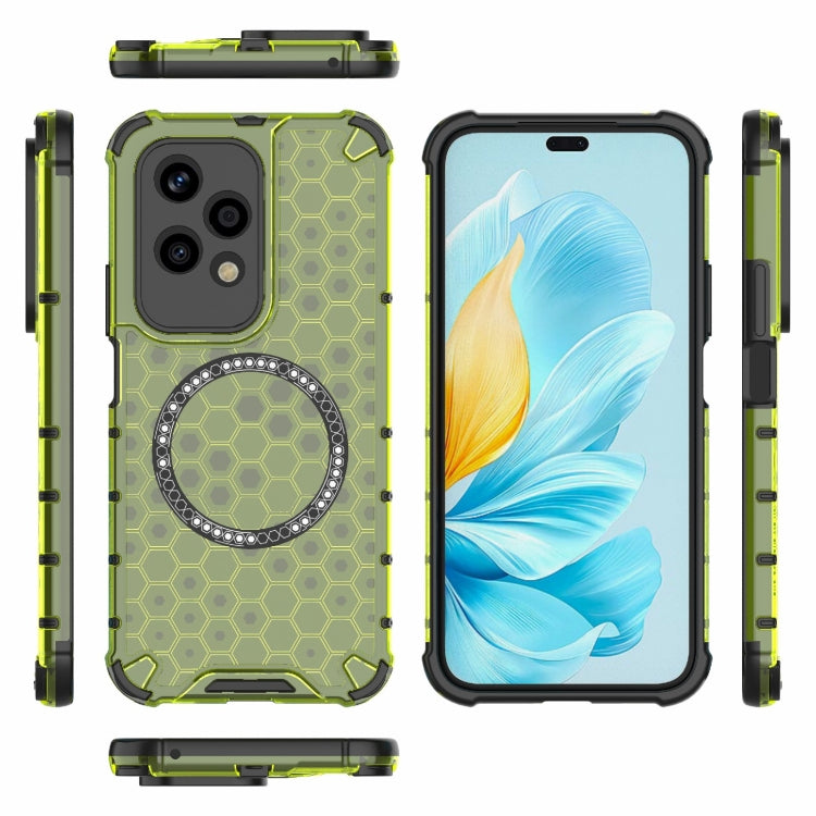 For Honor 200 Lite Global Honeycomb Magnetic Ring Shockproof Phone Case