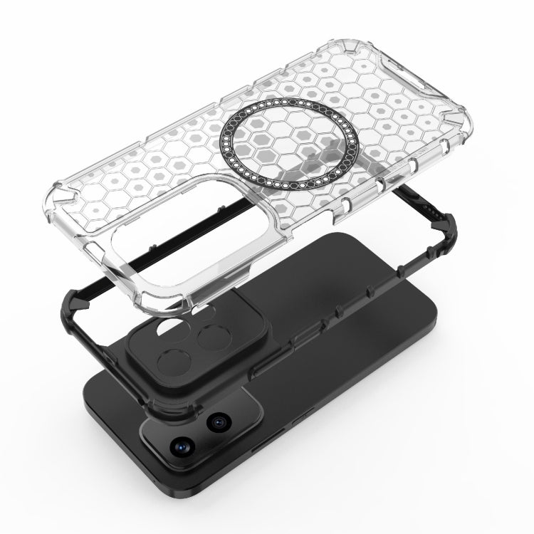 For Honor 200 Lite Global Honeycomb Magnetic Ring Shockproof Phone Case