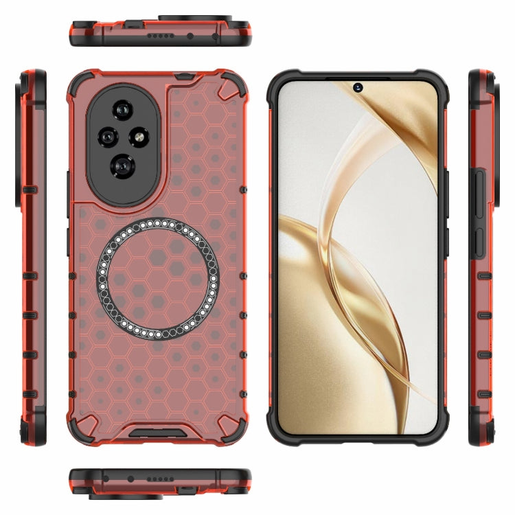 For Honor 200 Honeycomb Magnetic Ring Shockproof Phone Case