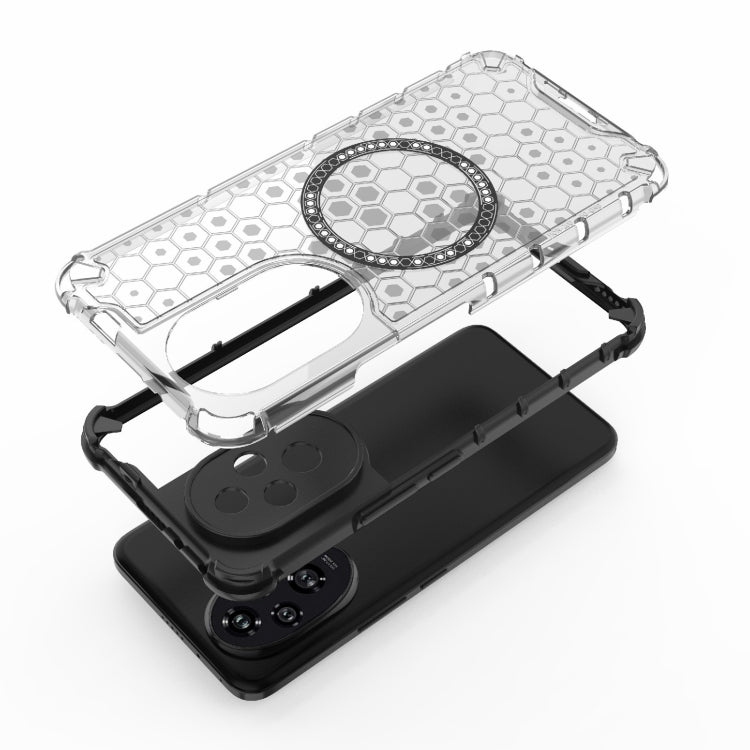For Honor 200 Honeycomb Magnetic Ring Shockproof Phone Case