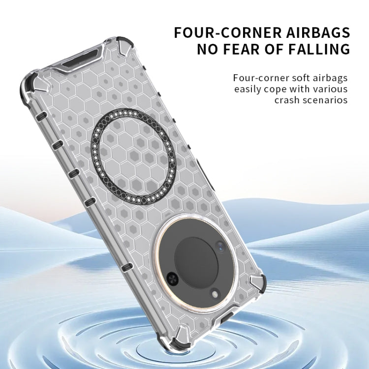 For Honor X60 5G Honeycomb Magnetic Ring Shockproof Phone Case