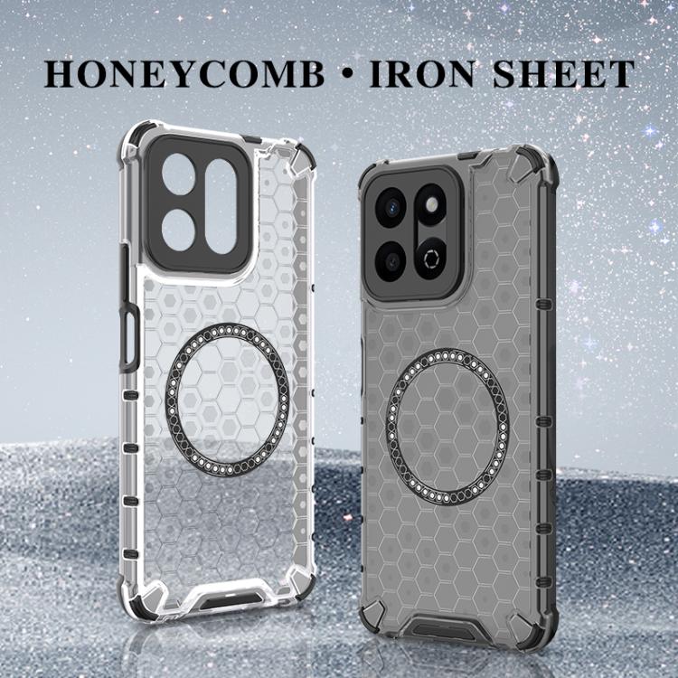 For Honor Play 60 Plus 5G Honeycomb Magnetic Ring Shockproof Phone Case