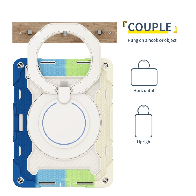 For iPad Pro 11 2025 / 2024 Armor Portable Rotating Ring Holder Silicone Tablet Case with Pen Slot