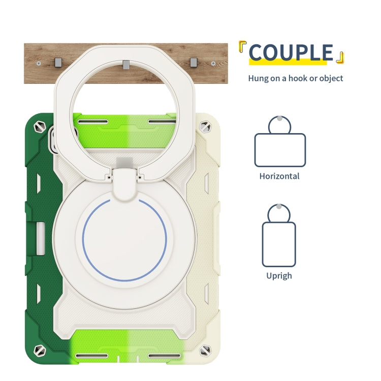 For iPad Pro 11 2025 / 2024 Armor Portable Rotating Ring Holder Silicone Tablet Case with Pen Slot