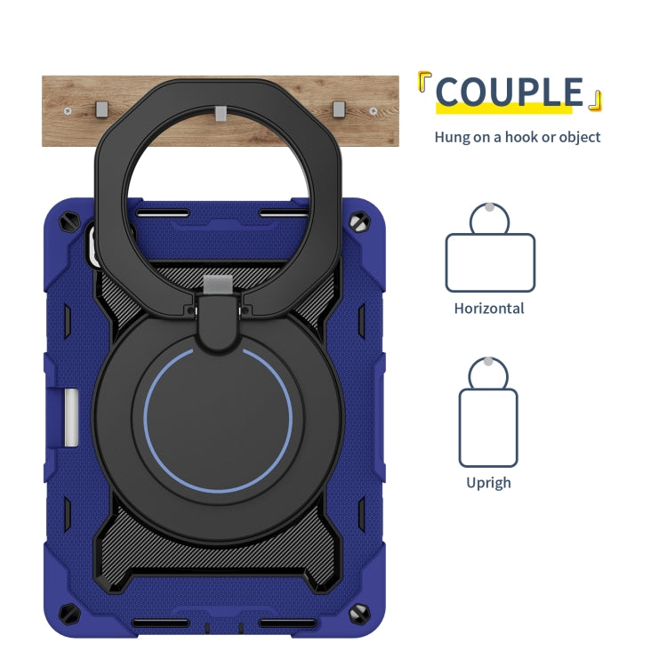 For iPad Pro 11 2025 / 2024 Armor Portable Rotating Ring Holder Silicone Tablet Case with Pen Slot