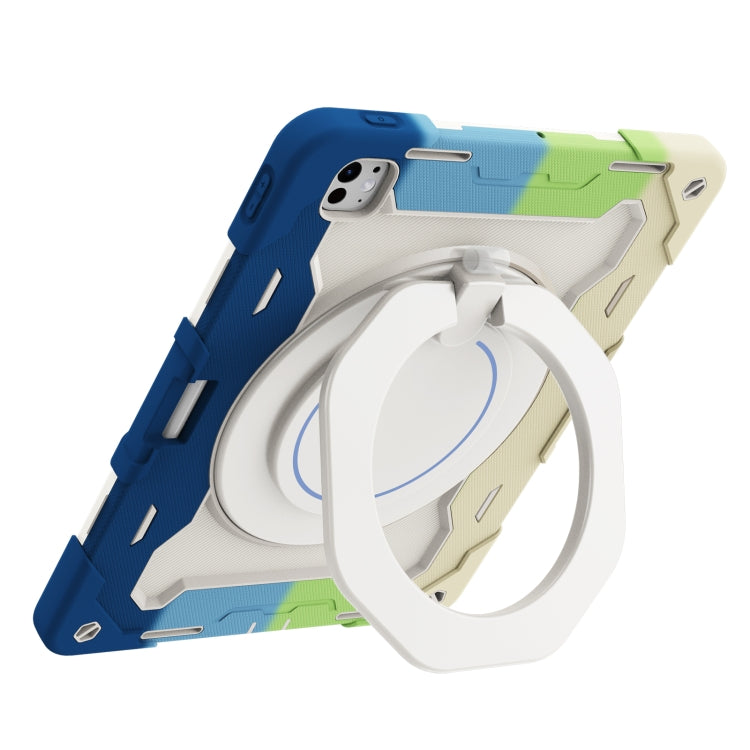 For iPad Pro 13 2025 / 2024 Armor Portable Rotating Ring Holder Silicone Tablet Case with Pen Slot