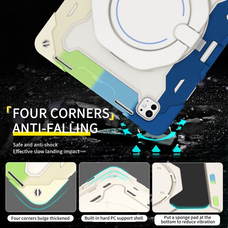 For iPad Pro 13 2025 / 2024 Armor Portable Rotating Ring Holder Silicone Tablet Case with Pen Slot