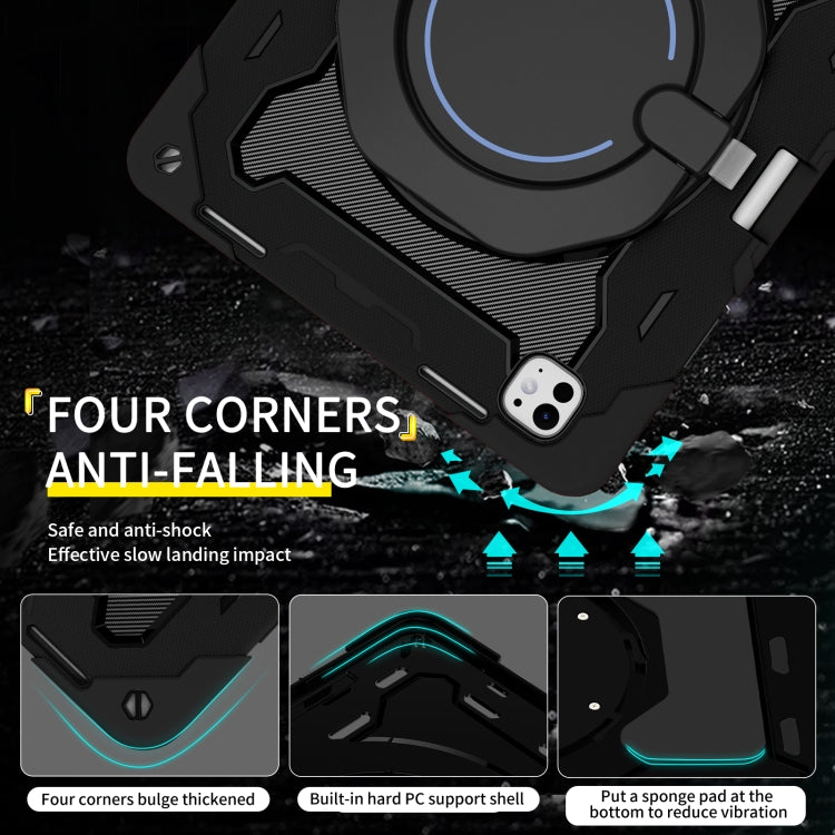 For iPad Pro 13 2025 / 2024 Armor Portable Rotating Ring Holder Silicone Tablet Case with Pen Slot