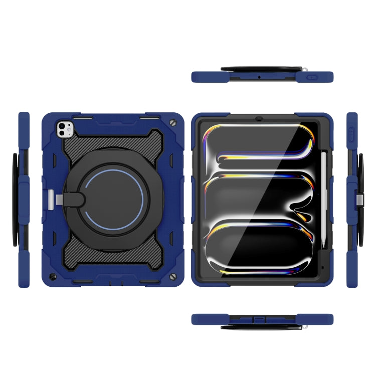 For iPad Pro 13 2025 / 2024 Armor Portable Rotating Ring Holder Silicone Tablet Case with Pen Slot