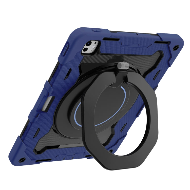 For iPad Pro 13 2025 / 2024 Armor Portable Rotating Ring Holder Silicone Tablet Case with Pen Slot