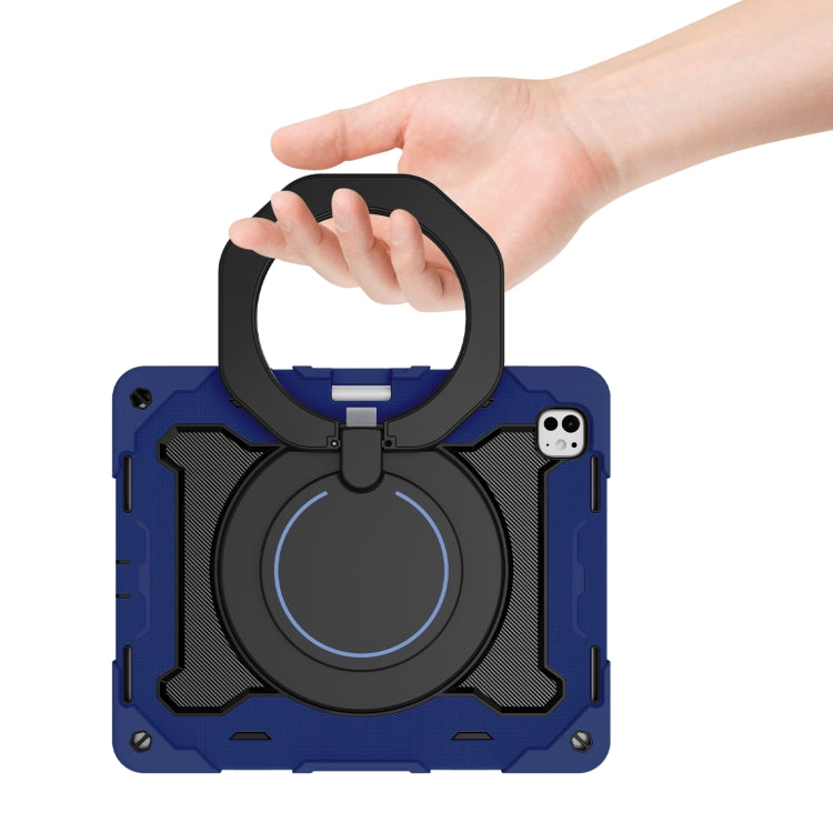 For iPad Pro 13 2025 / 2024 Armor Portable Rotating Ring Holder Silicone Tablet Case with Pen Slot
