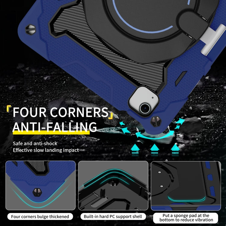 For iPad Air 11 2024 / 2025 / 2026 Armor Portable Rotating Ring Holder Silicone Tablet Case with Pen Slot