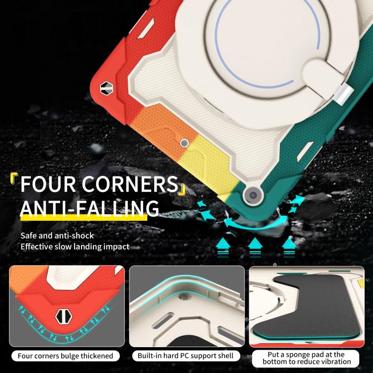 For iPad 10.2 2019 / 2020 / 2021 Armor Portable Rotating Ring Holder Silicone Tablet Case with Pen Slot