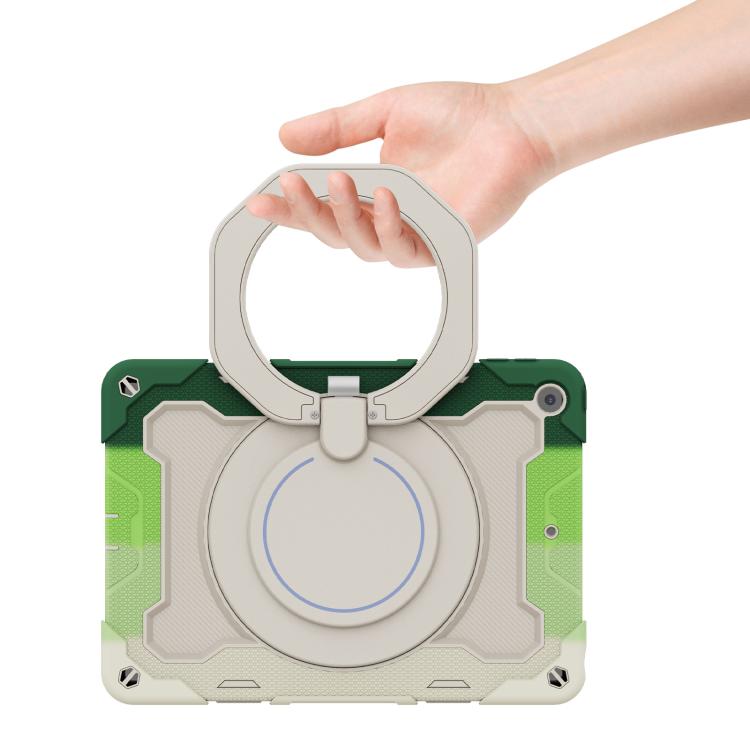 For iPad 10.2 2019 / 2020 / 2021 Armor Portable Rotating Ring Holder Silicone Tablet Case with Pen Slot