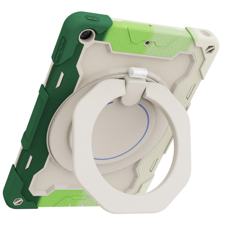 For iPad 10.2 2019 / 2020 / 2021 Armor Portable Rotating Ring Holder Silicone Tablet Case with Pen Slot