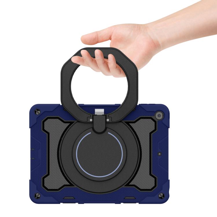 For iPad 10.2 2019 / 2020 / 2021 Armor Portable Rotating Ring Holder Silicone Tablet Case with Pen Slot