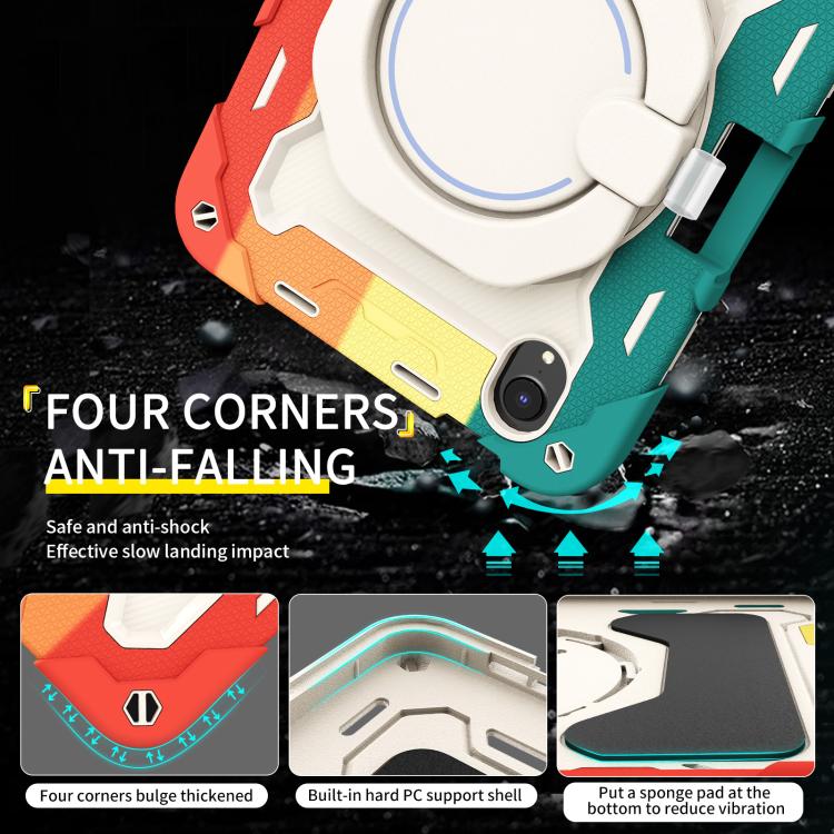 For iPad mini 6 / mini 2024 Armor Portable Rotating Ring Holder Silicone Tablet Case with Pen Slot