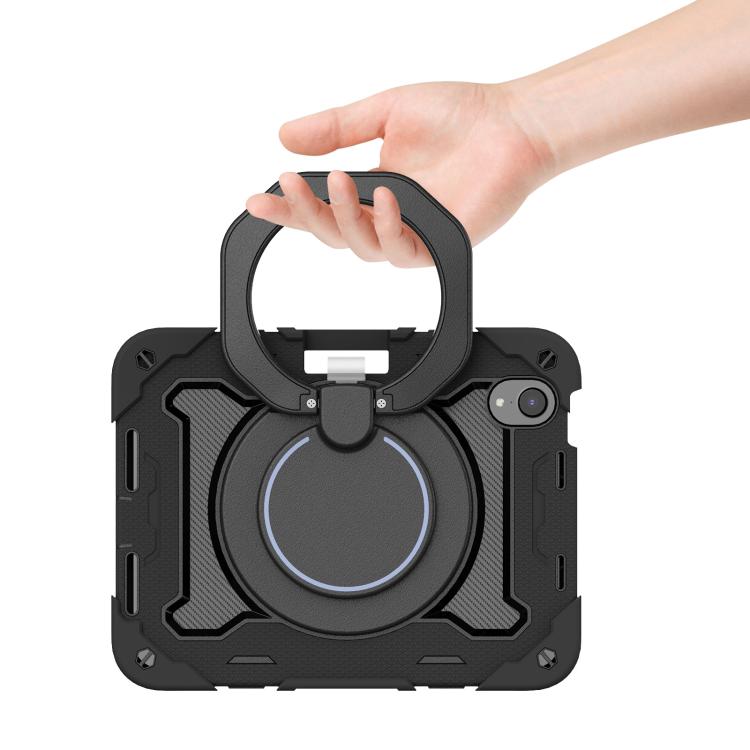 For iPad mini 6 / mini 2024 Armor Portable Rotating Ring Holder Silicone Tablet Case with Pen Slot