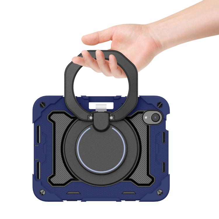 For iPad mini 6 / mini 2024 Armor Portable Rotating Ring Holder Silicone Tablet Case with Pen Slot