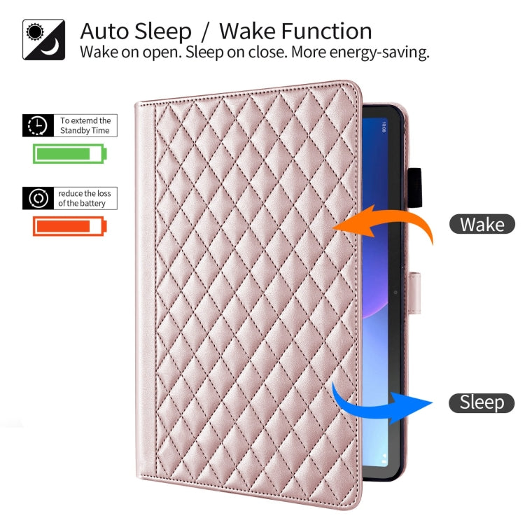 For Lenovo Tab M10 Plus 10.6 3rd Gen Rhombus Lattice Leather Smart Tablet Case