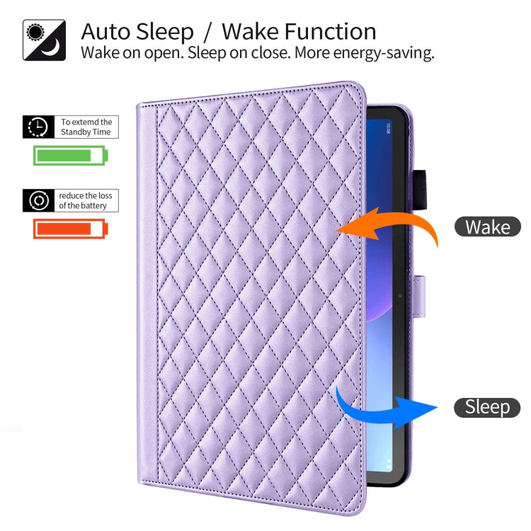 For Lenovo Tab M10 Plus 10.6 3rd Gen Rhombus Lattice Leather Smart Tablet Case