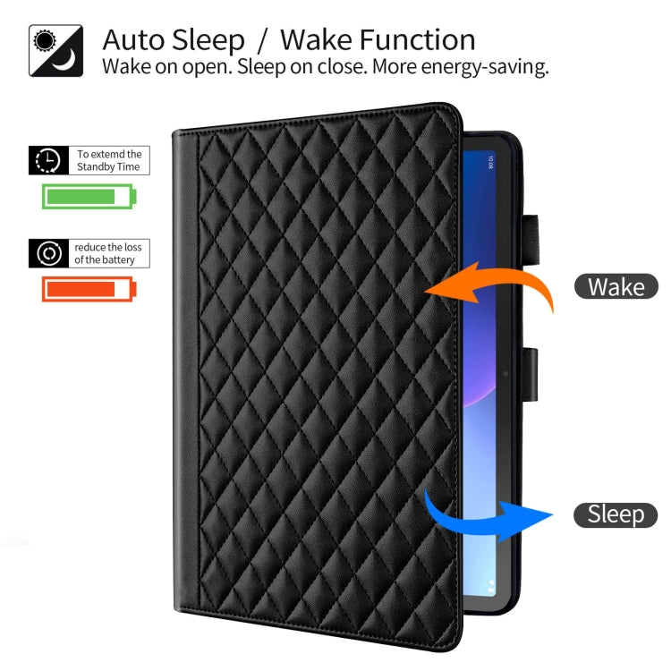 For Lenovo Tab M10 Plus 10.6 3rd Gen Rhombus Lattice Leather Smart Tablet Case