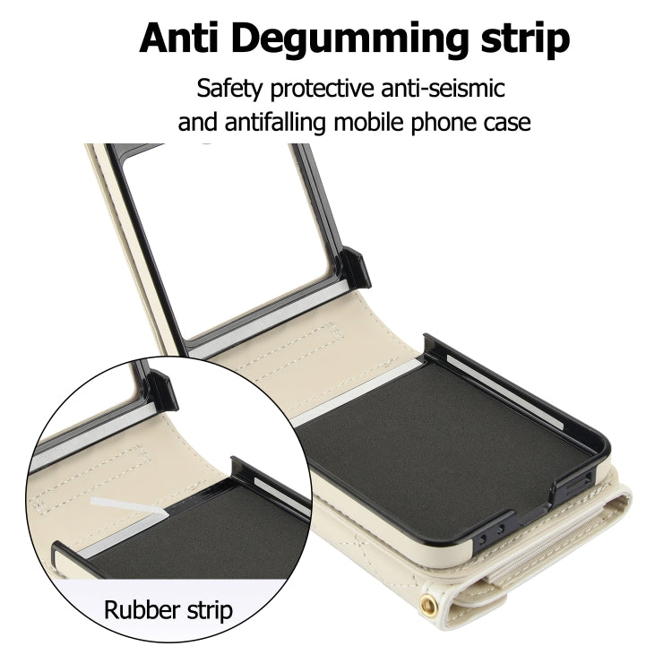 For Samsung Galaxy Z Flip5 Splicing Rhombic Texture Phone Case with Long & Short Lanyard, Not Included Pen