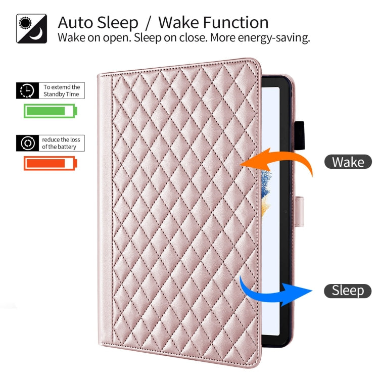For Samsung Galaxy Tab A8 10.5 Rhombus Lattice Leather Smart Tablet Case