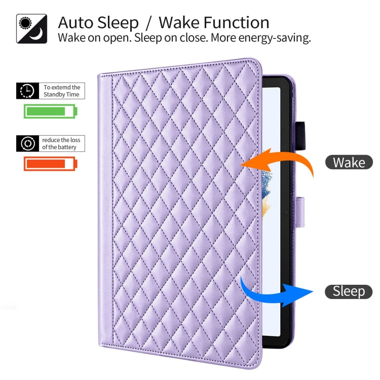 For Samsung Galaxy Tab A8 10.5 Rhombus Lattice Leather Smart Tablet Case