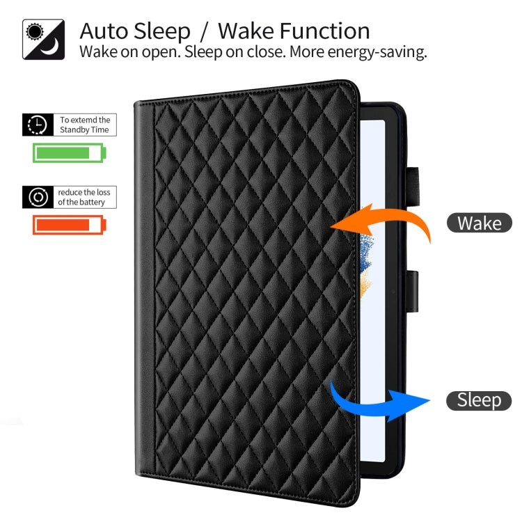 For Samsung Galaxy Tab A8 10.5 Rhombus Lattice Leather Smart Tablet Case