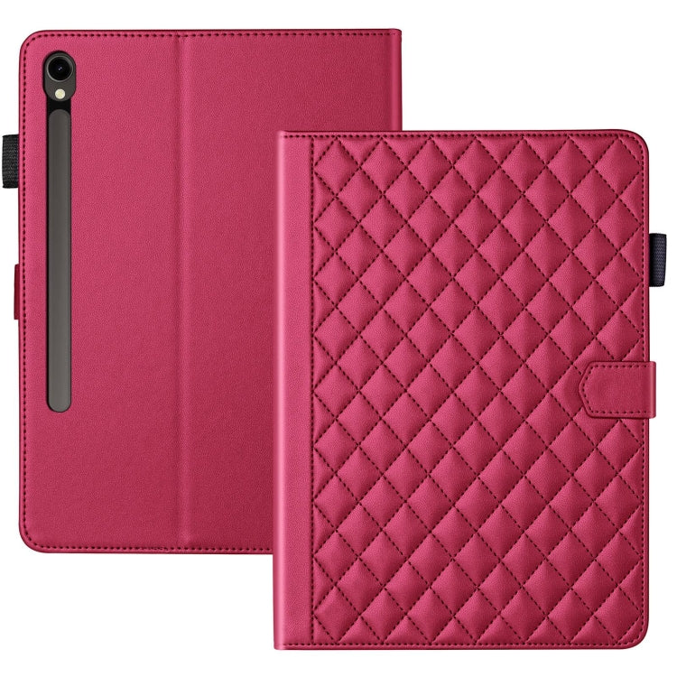 For Samsung Galaxy Tab S9 FE / S9 Rhombus Lattice Leather Tablet Case
