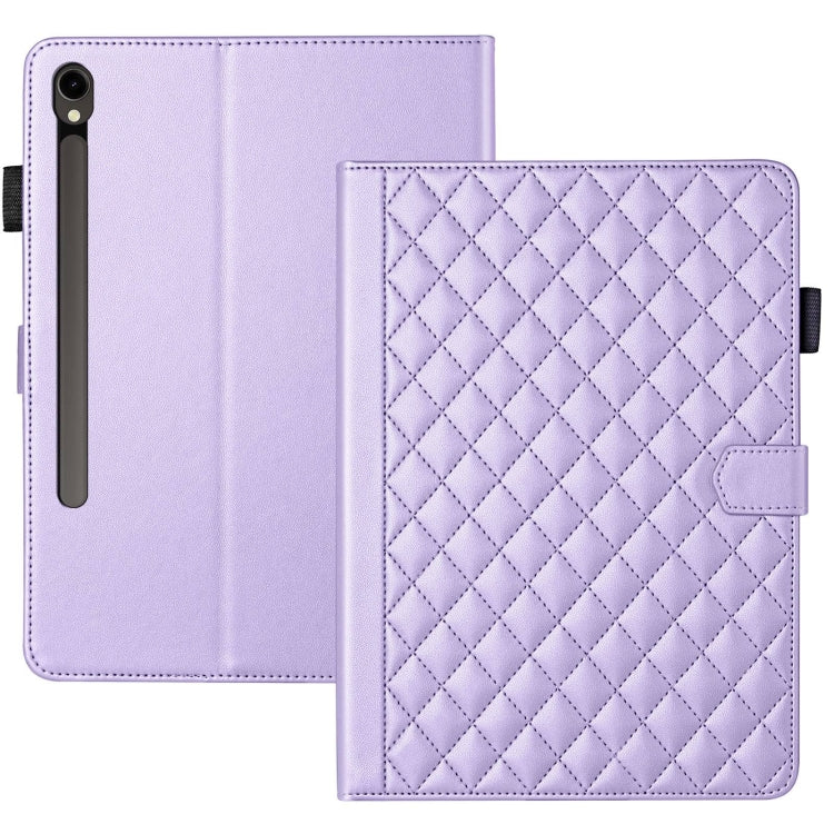 For Samsung Galaxy Tab S9 FE / S9 Rhombus Lattice Leather Tablet Case