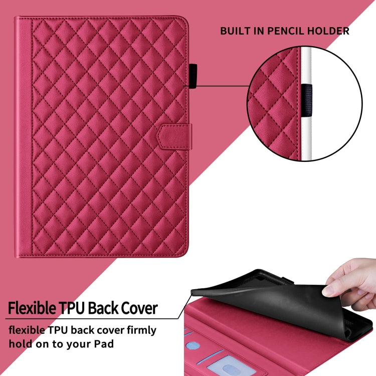 For Amazon Kindle Fire HD10 2023 Rhombus Lattice Leather Tablet Case