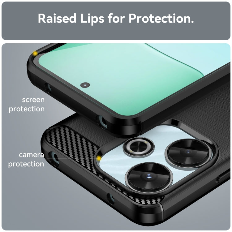For Xiaomi Poco M6 4G Carbon Fiber Brushed Texture TPU Phone Case