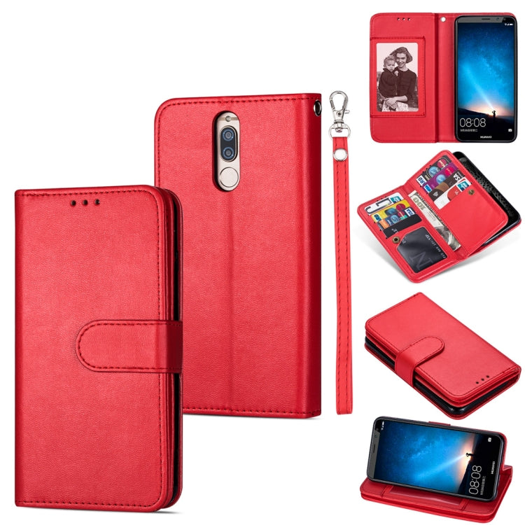 For Huawei Mate 10 Lite Ultra-thin 9 Card Horizontal Flip Leather Case, with Card Slots & Holder & Lanyard