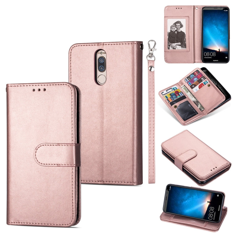 For Huawei Mate 10 Lite Ultra-thin 9 Card Horizontal Flip Leather Case, with Card Slots & Holder & Lanyard