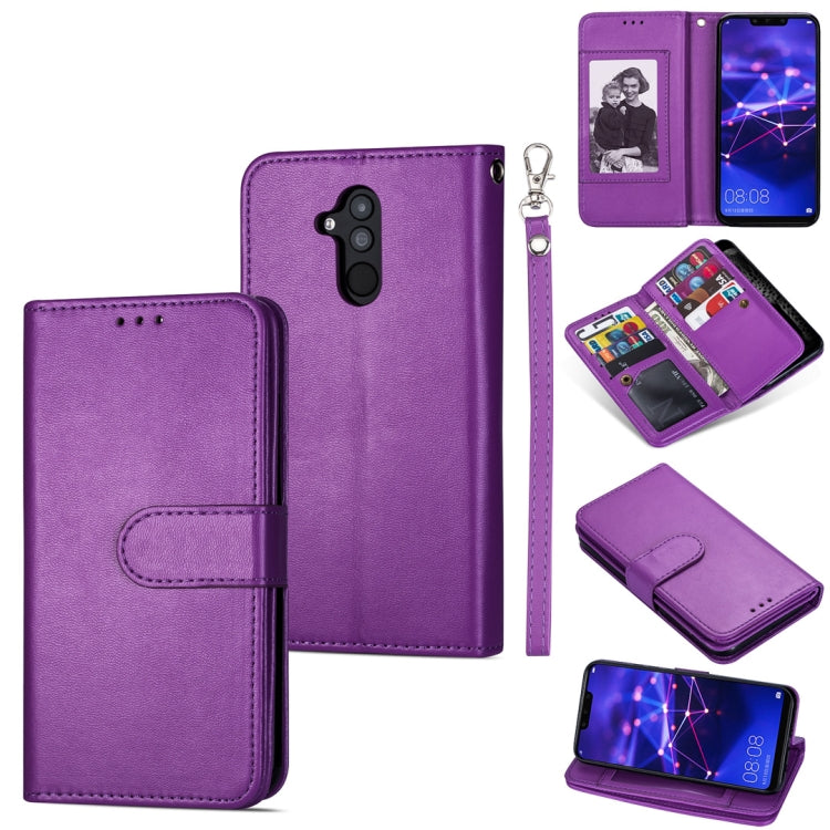 For Huawei Mate 20 Lite Ultra-thin 9 Card Horizontal Flip Leather Case, with Card Slots & Holder & Lanyard