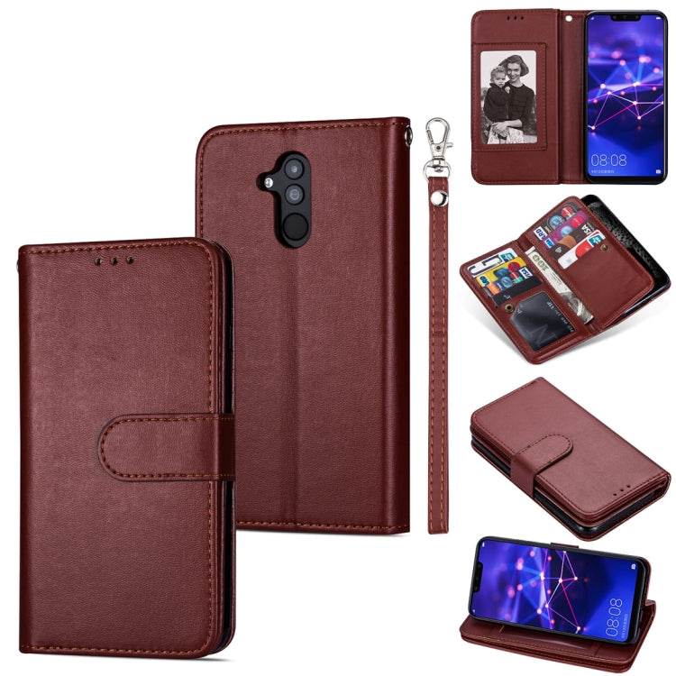 For Huawei Mate 20 Lite Ultra-thin 9 Card Horizontal Flip Leather Case, with Card Slots & Holder & Lanyard
