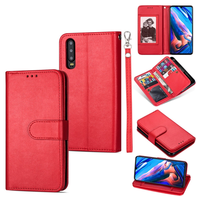 For Huawei P30 Ultra-thin 9 Card Horizontal Flip Leather Case, with Card Slots & Holder & Lanyard