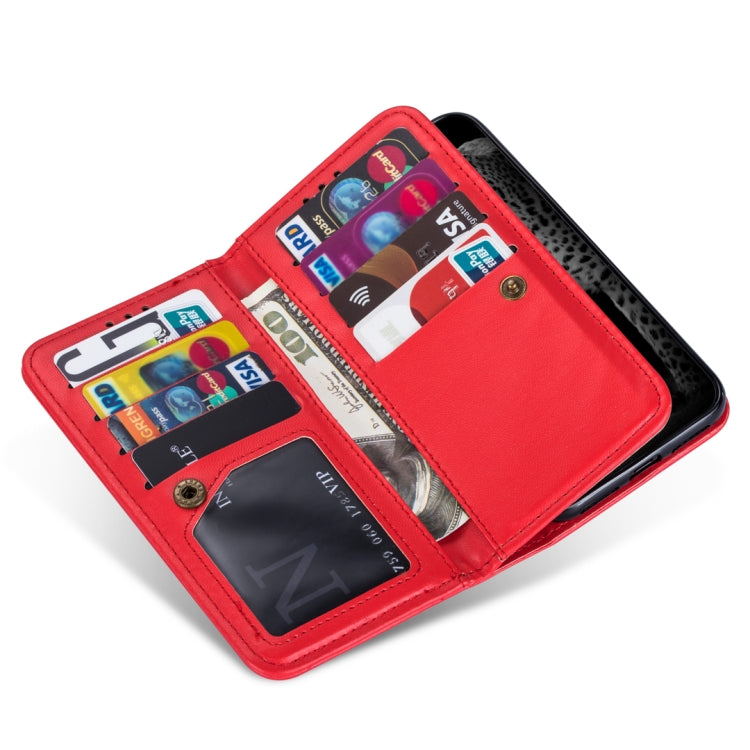 For Huawei P30 Lite Ultra-thin 9 Card Horizontal Flip Leather Case, with Card Slots & Holder & Lanyard