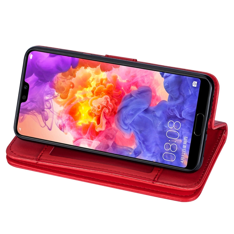 For Huawei P20 Ultra-thin 9 Card Horizontal Flip Leather Case, with Card Slots & Holder & Lanyard