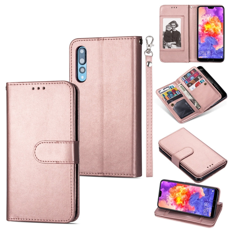 For Huawei P20 Ultra-thin 9 Card Horizontal Flip Leather Case, with Card Slots & Holder & Lanyard