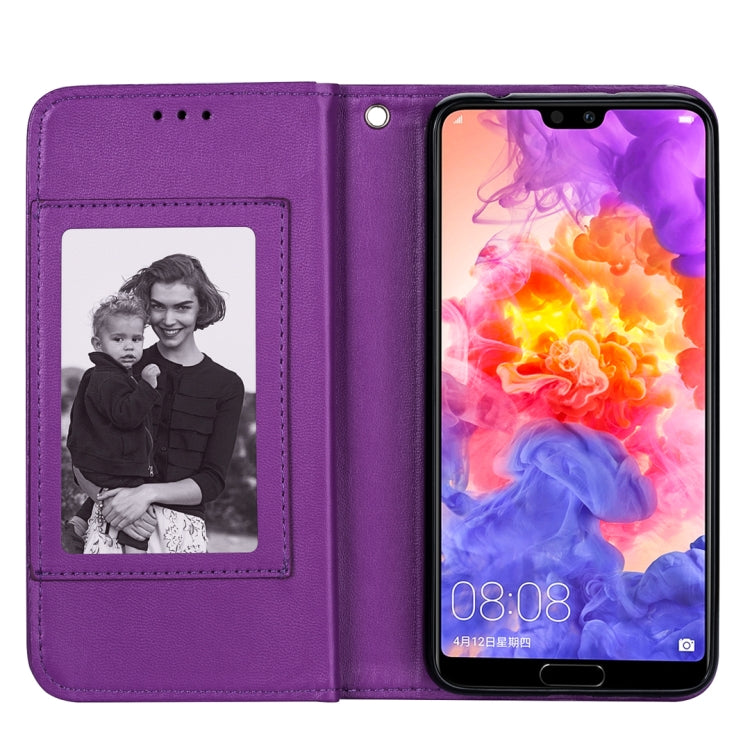 For Huawei P20 Lite Ultra-thin 9 Card Horizontal Flip Leather Case, with Card Slots & Holder & Lanyard