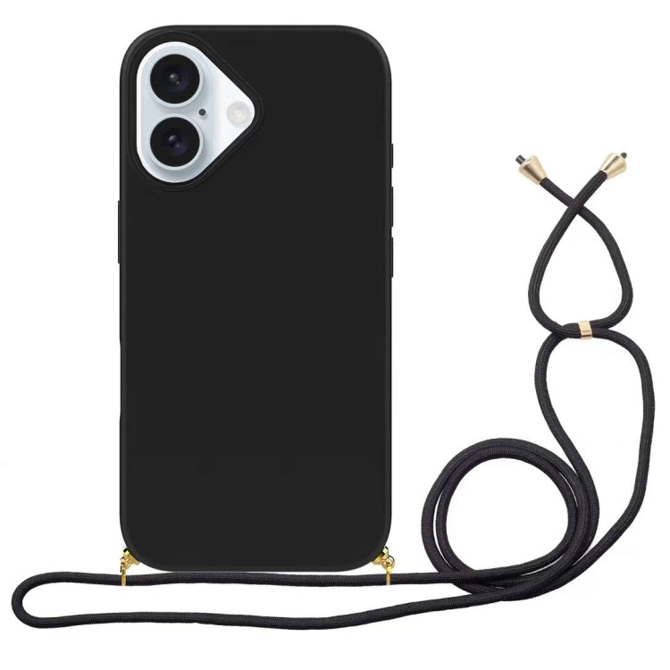 For iPhone 16 Wheat Straw Material + TPU Phone Case with Lanyard