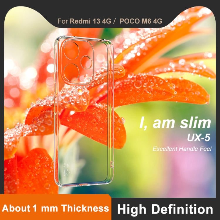 For Xiaomi POCO M6 4G imak UX-5 Series Super Slim Transparent Shockproof TPU Protective Case - Transparent