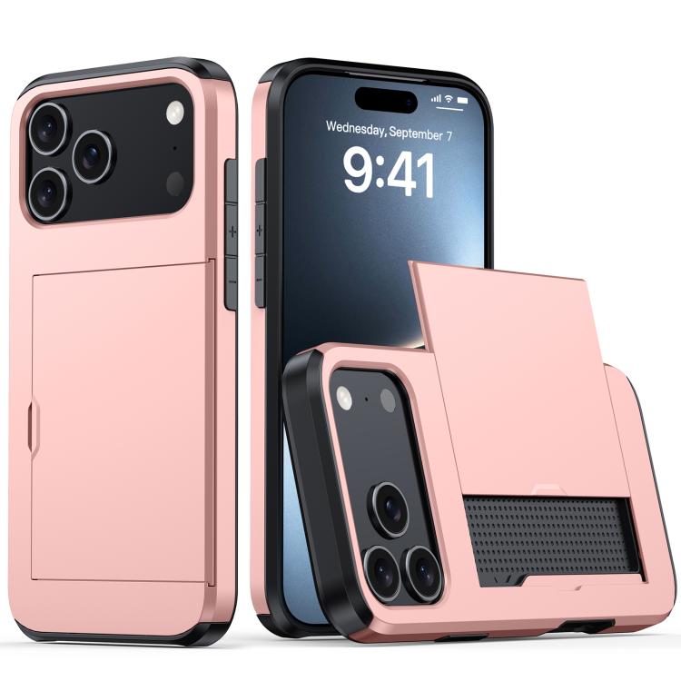 For iPhone 17 Pro Shockproof Armor Phone Case with Card Slot